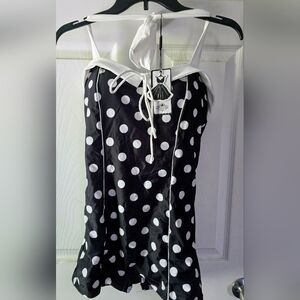 Retro black and white halter swimwear